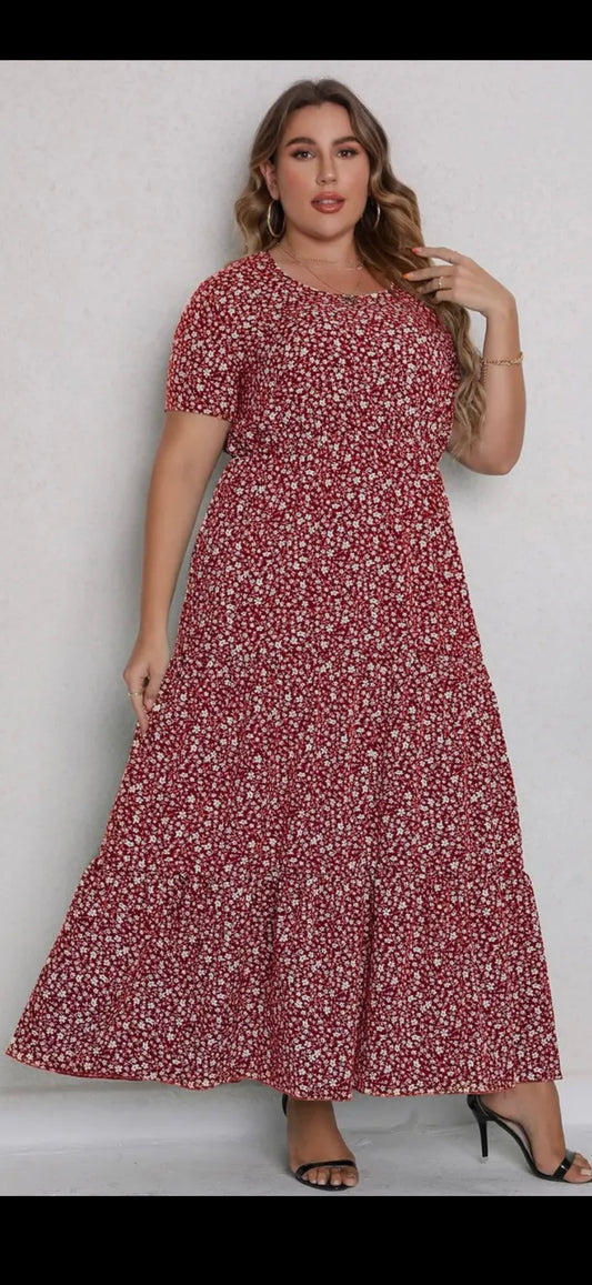 Printed Red Maxi Dress